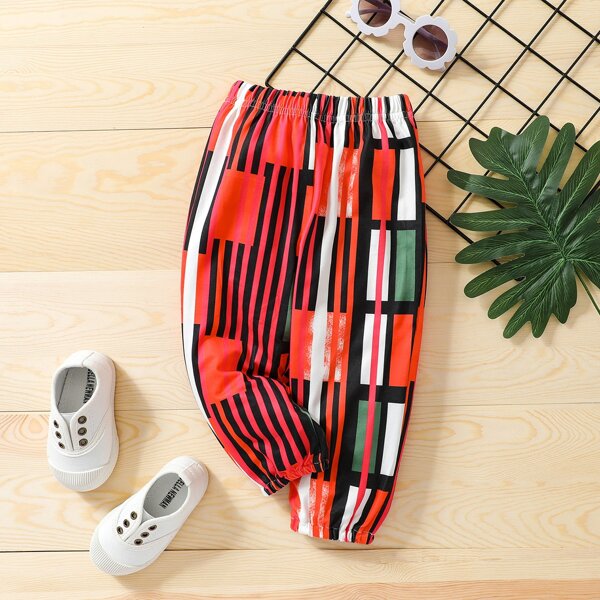 

Baby Unisex Striped Carrot Pants, Red
