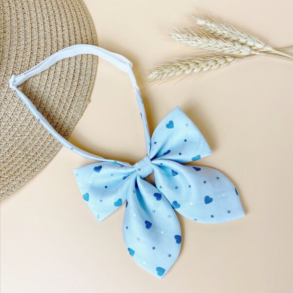 

Heart Print Bow Tie, Baby blue