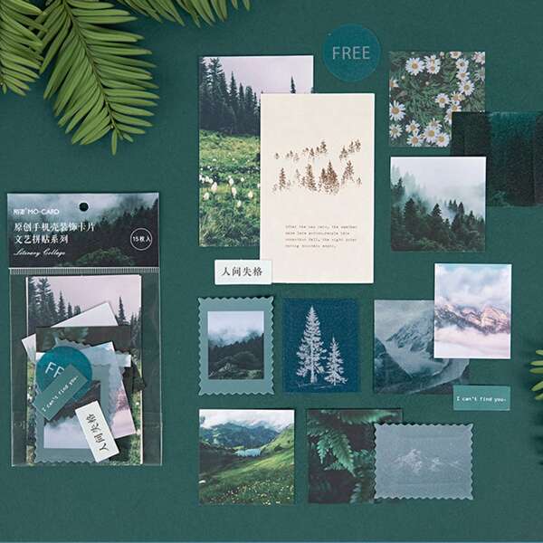 

15sheets Landscape Print Postcard, Multicolor