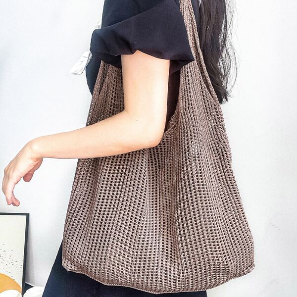 

Knit Tote Bag, Brown