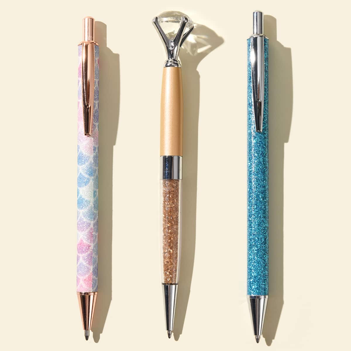 

3pcs Metal Ballpoint Pen, Multicolor