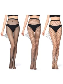 3 cặp quần tất lưới cá tối giản - màu đen - Xem 4