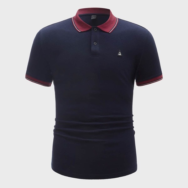 

Men Patch Detail Polo Shirt, Navy blue