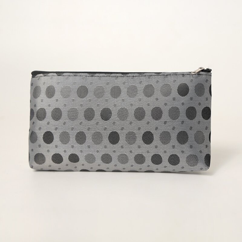 

Polka Dot Zipper Makeup Bag, Grey