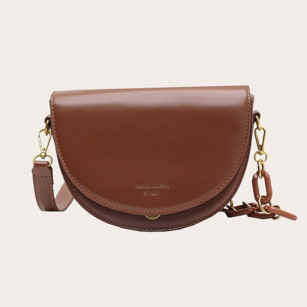 

Solid Chain Crossbody Bag, Brown