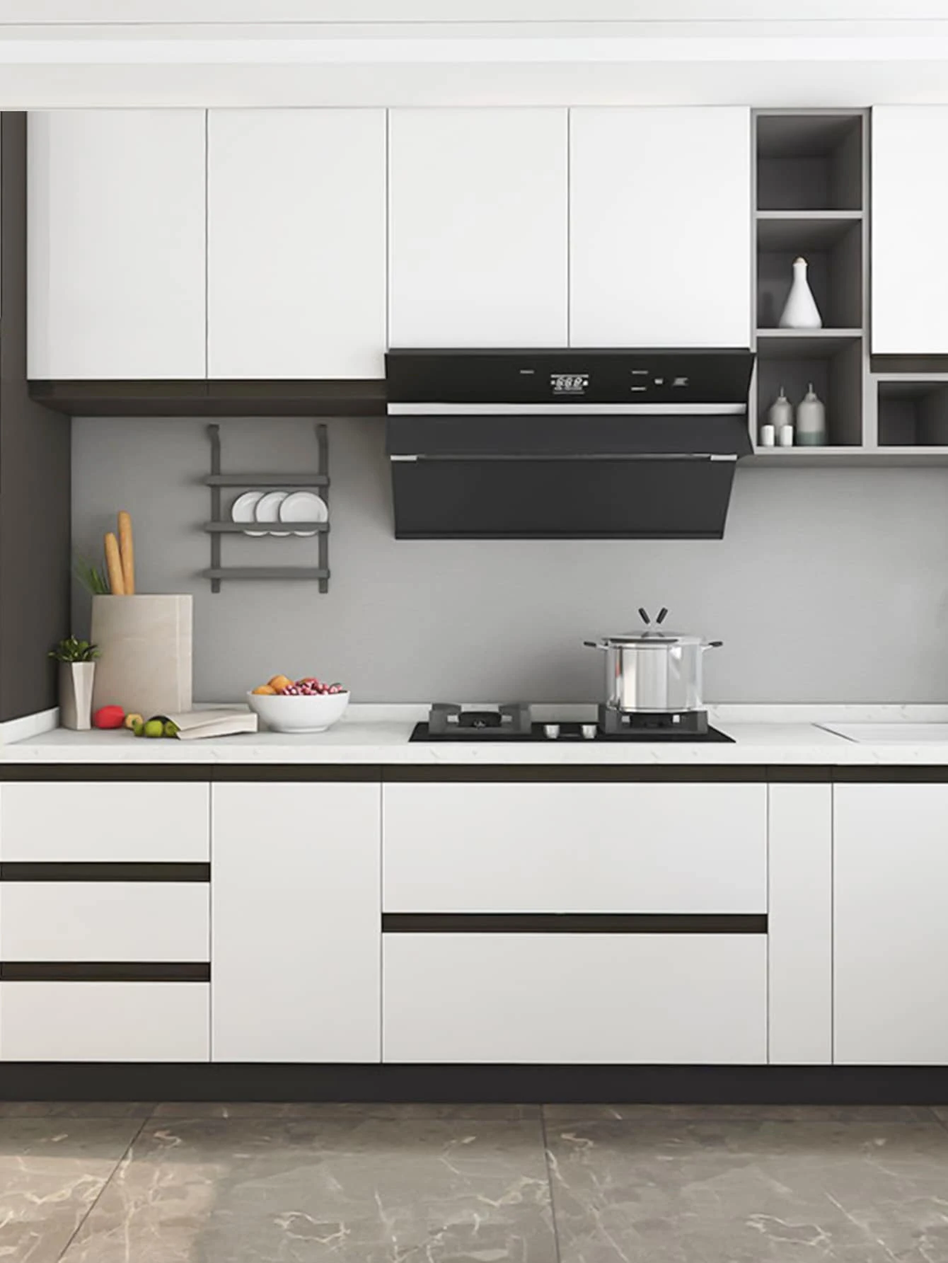 1sheet Solid Color Wall Sticker, 40x300cm White Wall Paper For Home Decor - White - View 1