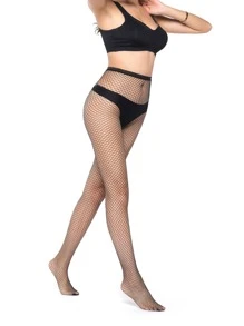 Minimalist Fishnet Tights - Black - View 2