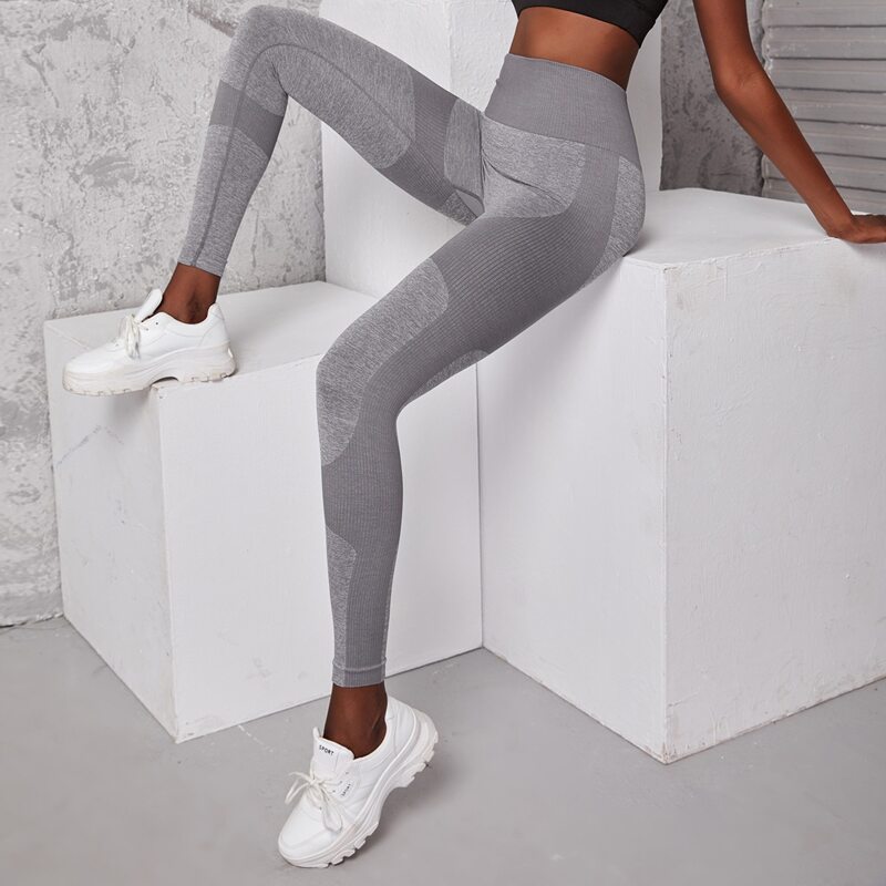 

Seamless Wide Band Waist Sports Leggings, Grey