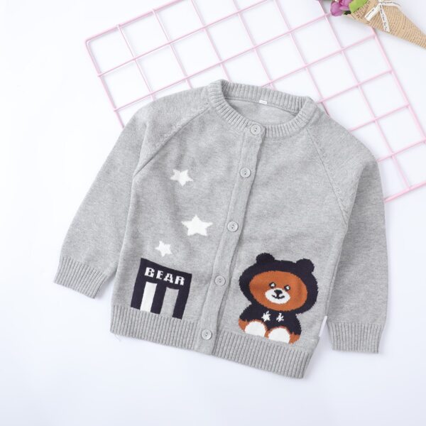 

Baby Unisex Cartoon Graphic Cardigan, Light grey