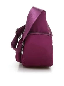 時尚尼龍斜揹包,女性純色拉鍊肩袋,多口袋極簡斜揹包,女士柔軟復古皮革中大型手提兼肩背斜揹包,手機零錢包女生手拿包派對晚餐西班牙風袋子,休閒百搭可拆式肩帶生日禮物,平價小型多口袋帆布斜揹包,輕量休閒百搭防水多口袋隨身包 - 紫色 - 查看 3