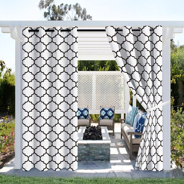

Geometric Pattern Single Panel Curtain, Black and white