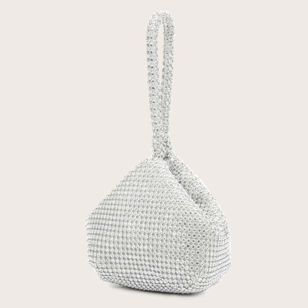 

Rhinestone Decor Clutch Bag, Silver