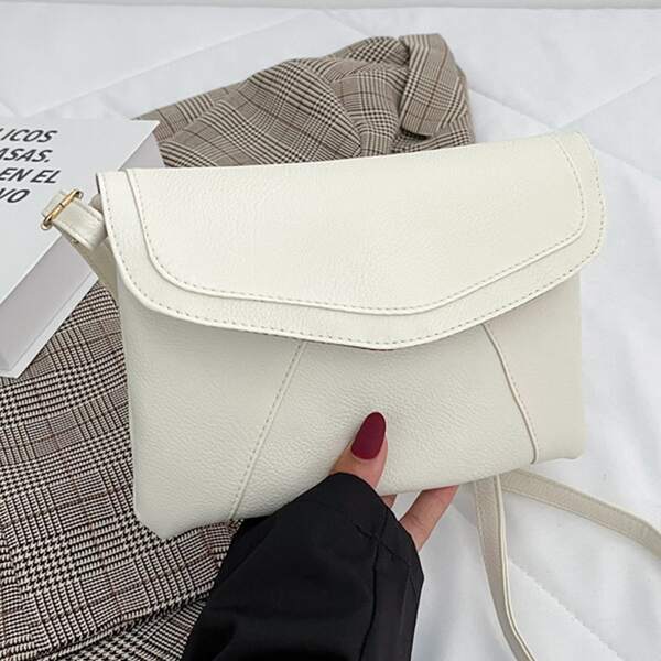 

Minimalist Flap Crossbody Bag, White