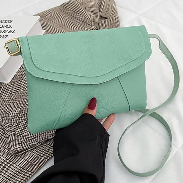 Minimalist Flap Crossbody Bag, Mint green