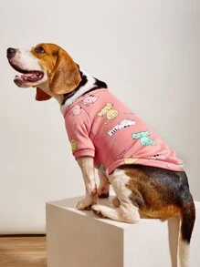 Sudadera de mascota con estampado de gato - Rosa - Ver 1