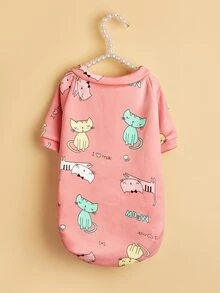 Sudadera de mascota con estampado de gato - Rosa - Ver 3