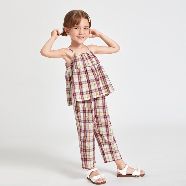 

Toddler Girls Plaid Print Cami Top & Pants, Multicolor