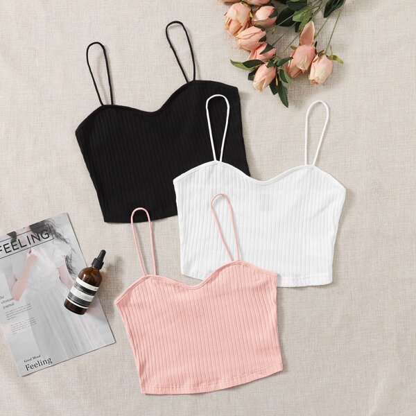 

3pack Rib-knit Cami Top, Multicolor