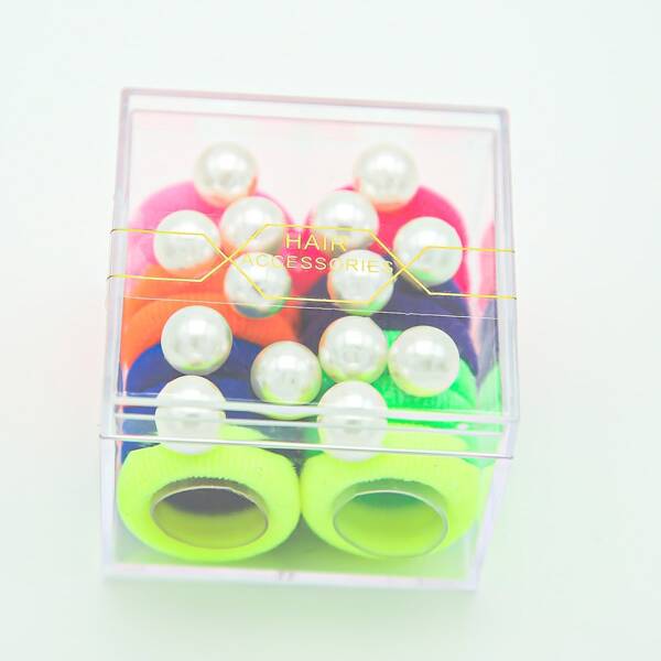 

14pcs Faux Pearl Decor Hair Tie, Multicolor