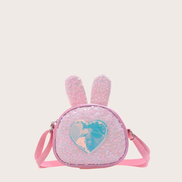 

Girls Cartoon Design Sequins Decor Crossbody Bag, Pink