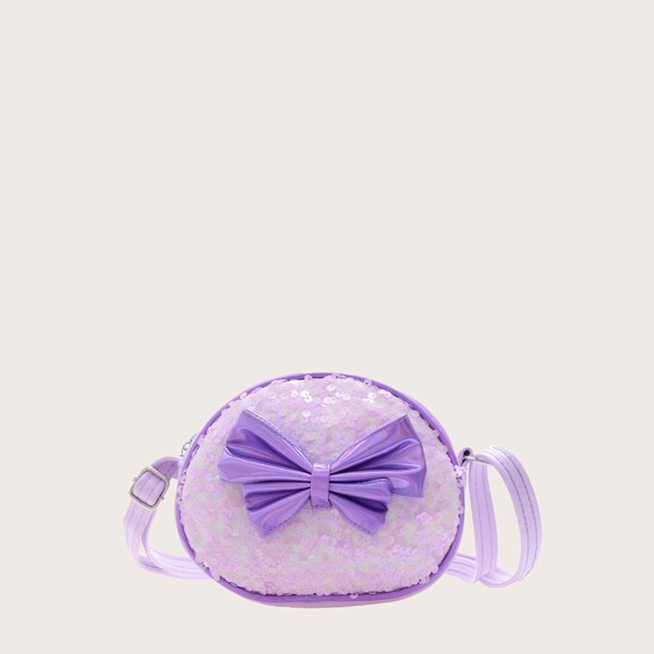 

Girls Sequins & Bow Decor Crossbody Bag, Purple