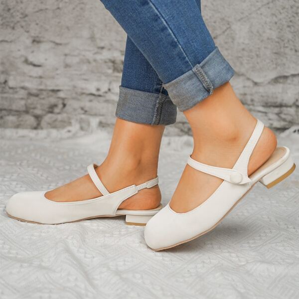 

Minimalist Slingback Flats, White