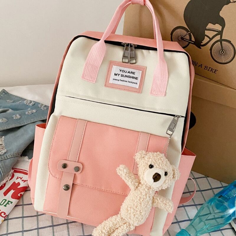 

Colorblock Letter Graphic Backpack, Pink