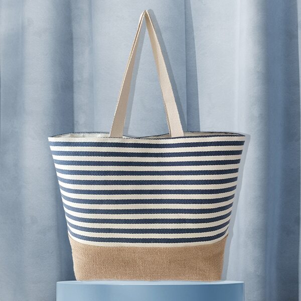 

Striped Tote Bag, Blue and white