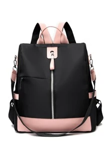 Casual Personality Contrast Color Backpack, Functional Backpack With College Style. Suitable For Shopping, Wallet, Young Women, College Students, Newcomers, White-Collar Workers. Very Suitable For Office, College, Work, Business, Commuting, Outdoor Activities, Travel And Outings.