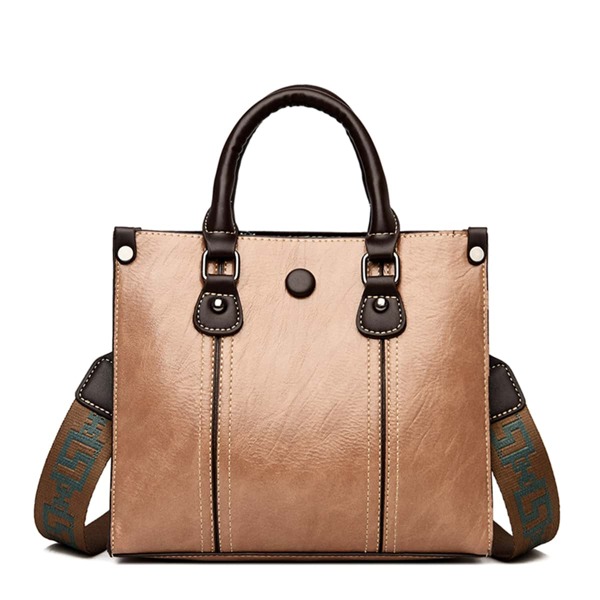 

Studded Design Satchel Bag, Khaki
