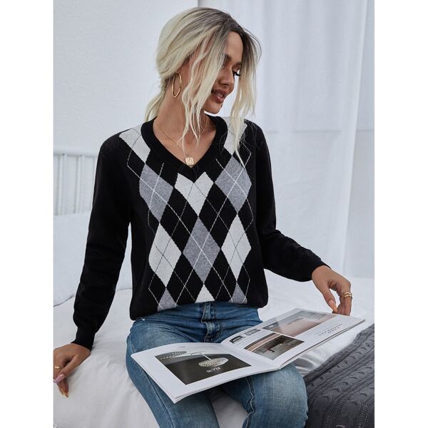 

Argyle Pattern Sweater, Multicolor