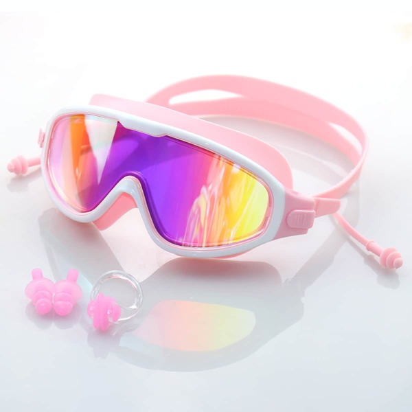 

Swimming Goggles With Nose Clip & Earplugs Set, Pink