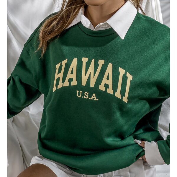 

Letter Graphic Drop Shoulder 2 In 1 Sweatshirt, Dark green