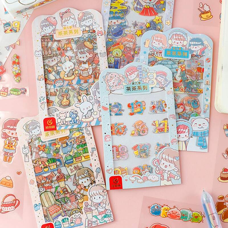 

4sheets Cartoon Graphic Random Sticker, Multicolor
