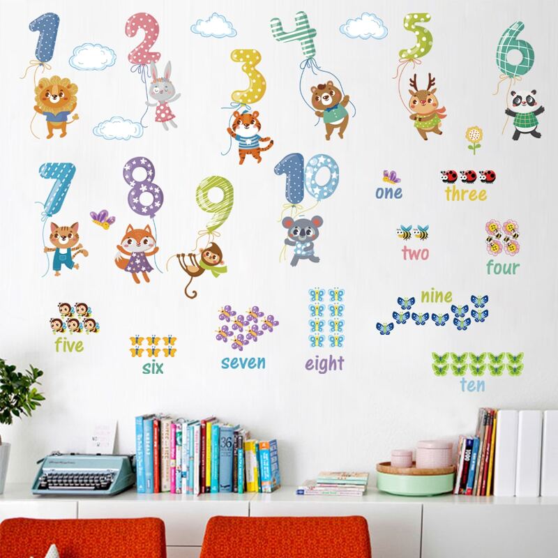 

2sheets Kids Cartoon Graphic Wall Sticker, Multicolor