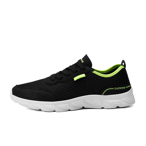 

Men Mesh Panel Lace-up Running Shoes, Black
