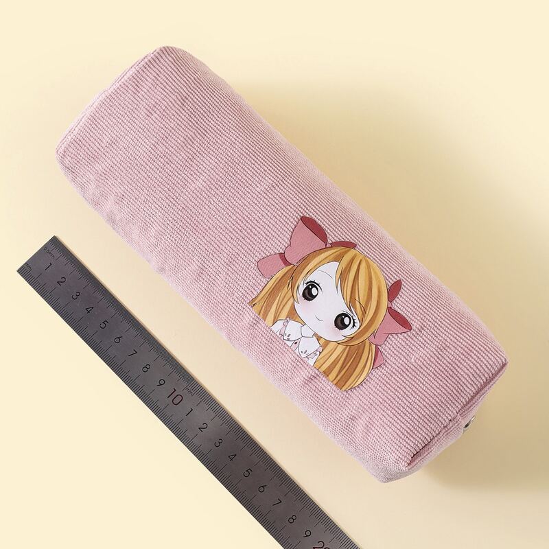 

Cartoon Girl Print Pencil Bag, Pink