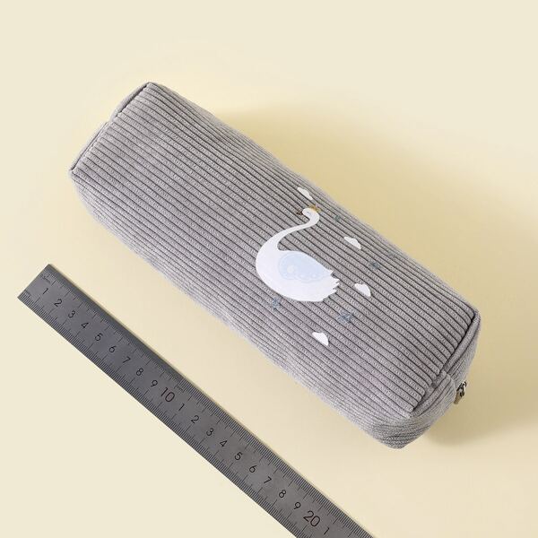 

Swan Print Pencil Bag, Light grey