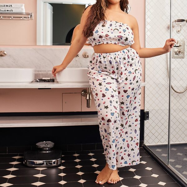 

Plus Allover Print Pajama Set, Multicolor