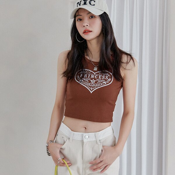 

Letter Graphic Tank Top, Rust brown