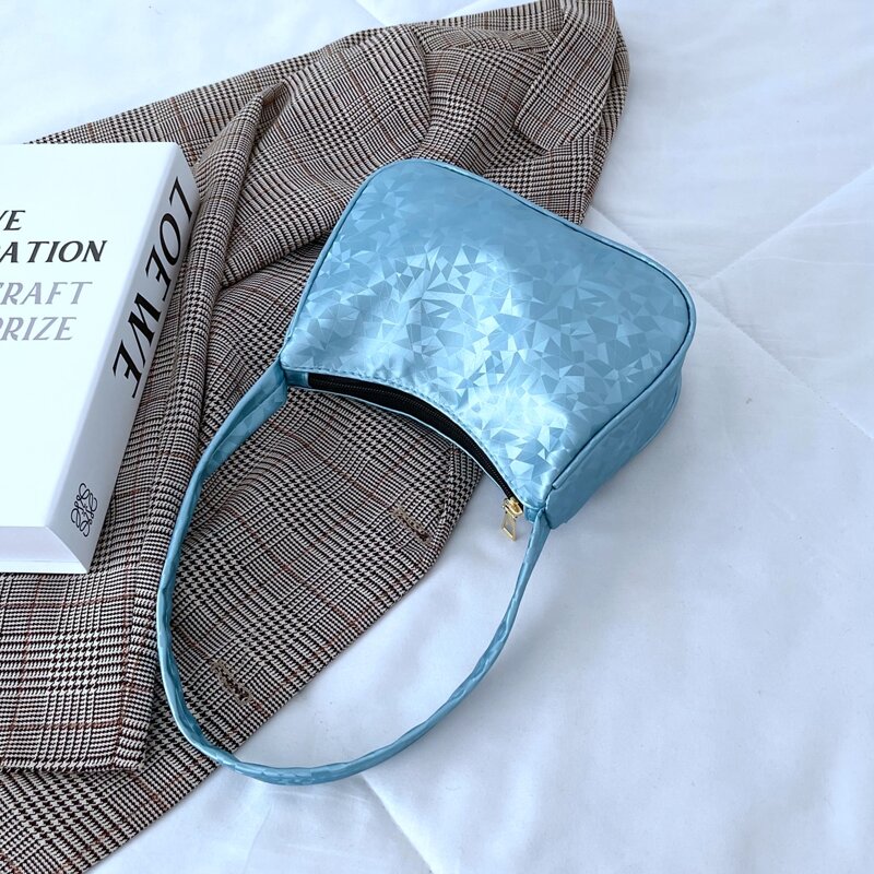 

Geometric Pattern Baguette Bag, Blue