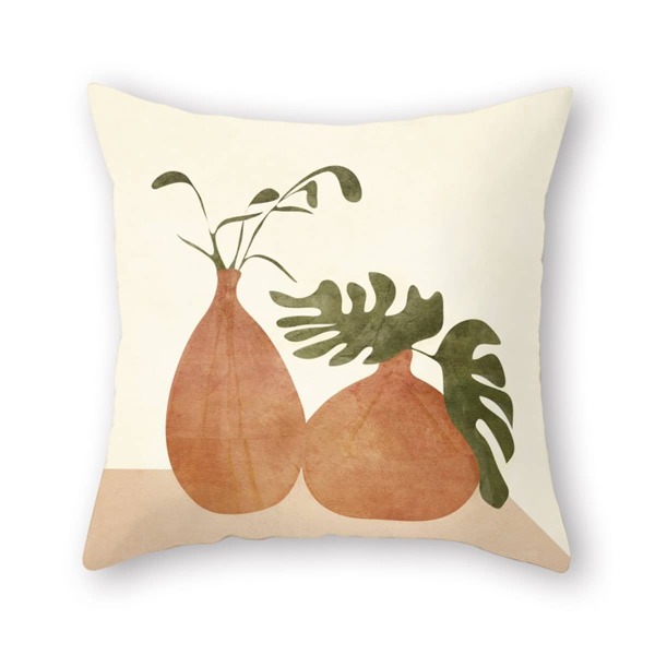 

Leaf Print Cushion Cover Without Filler, Multicolor