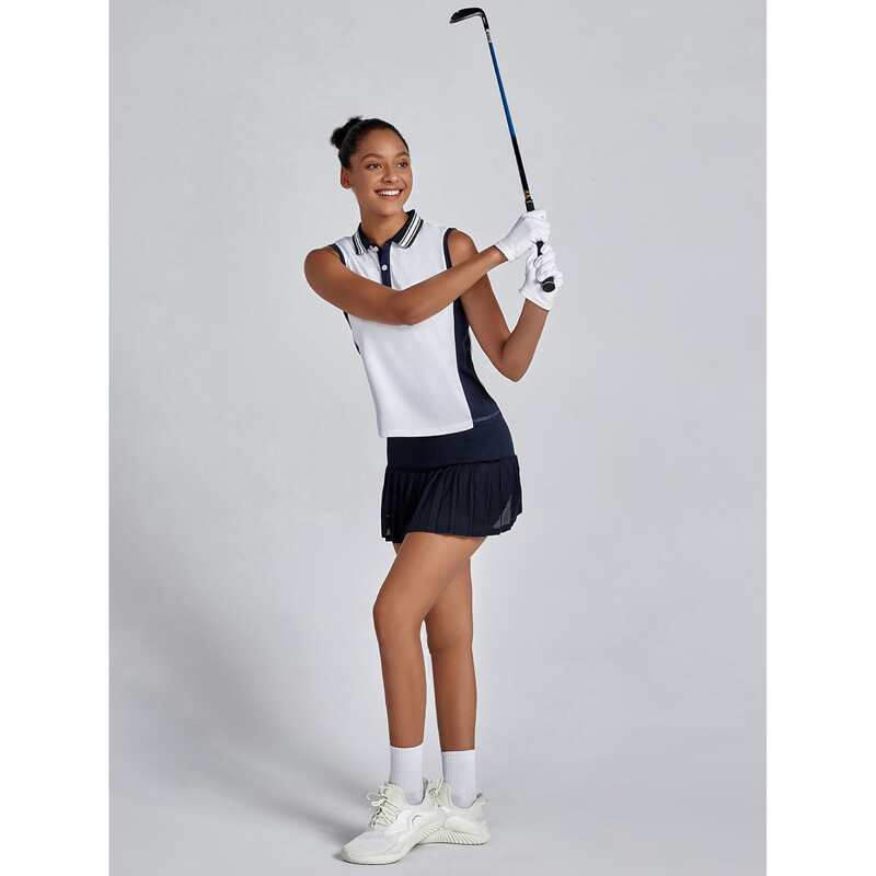 

High Elastic Half Button Sleeveless Sports Tee, White