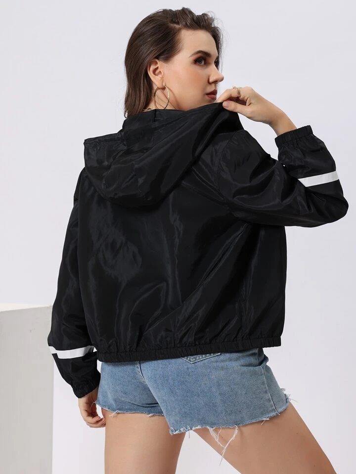 Plus Zip Up Hooded Windbreaker Jacket | SHEIN UK