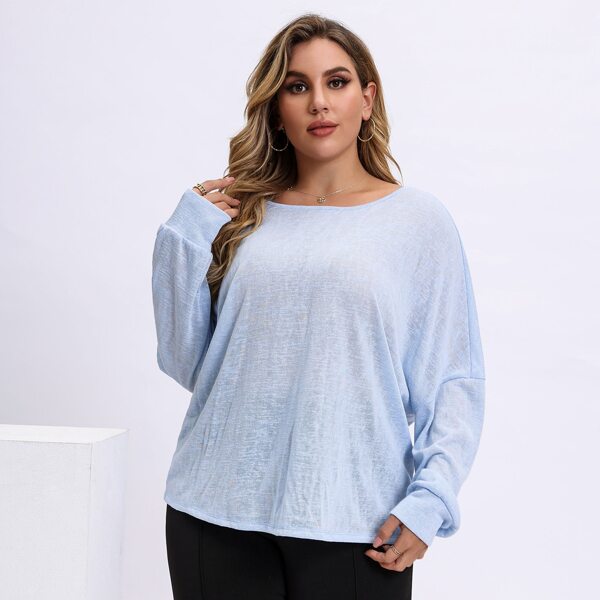 

Plus Twist Backless Drop Shoulder Top, Baby blue