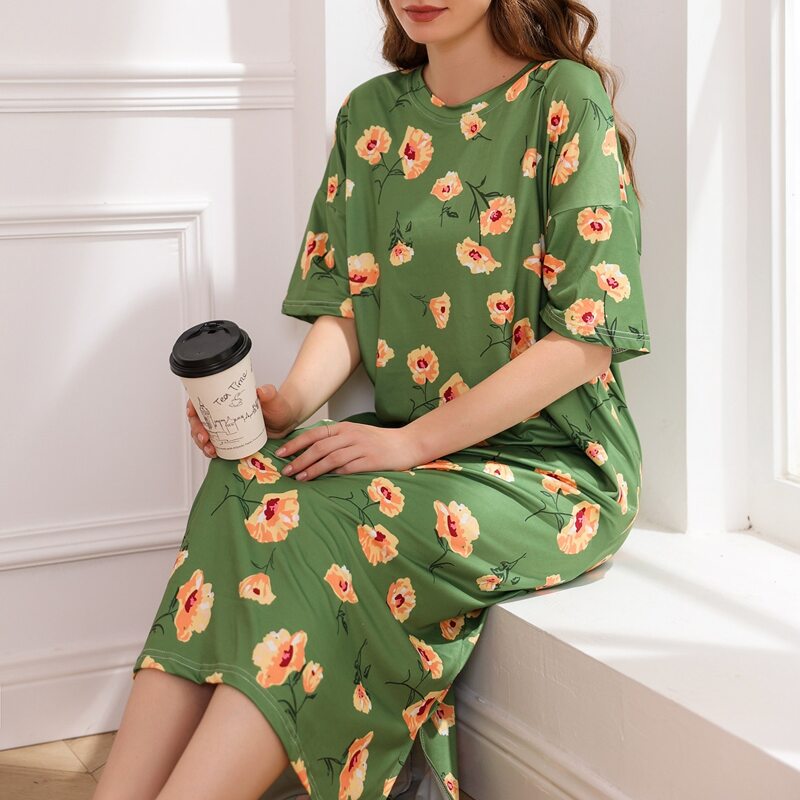 

Allover Floral Print Night Dress, Green
