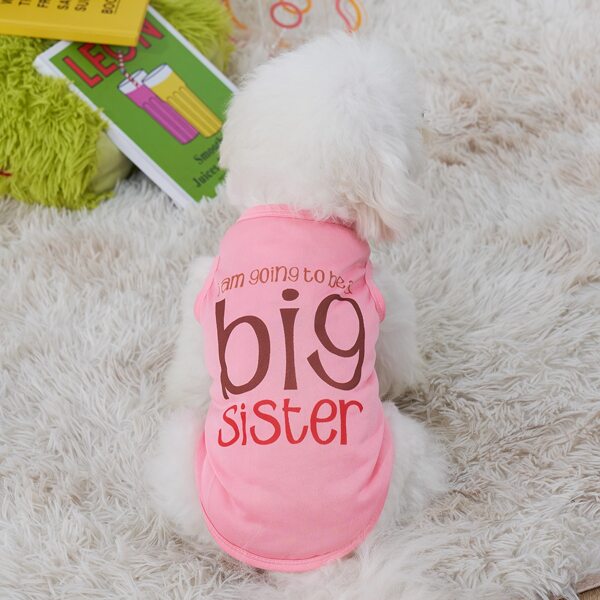

Slogan Graphic Pet Tank Top, Pink