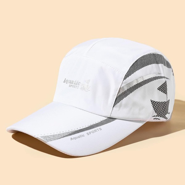 

Men Letter Graphic Baseball Cap, White