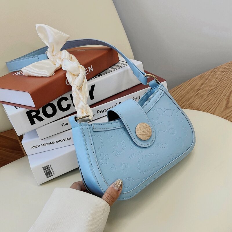 

Cartoon Embossed Shoulder Bag, Blue