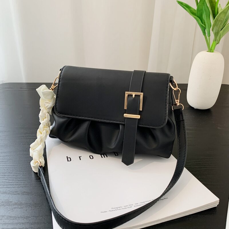 

Twilly Scarf Decor Shoulder Bag, Black